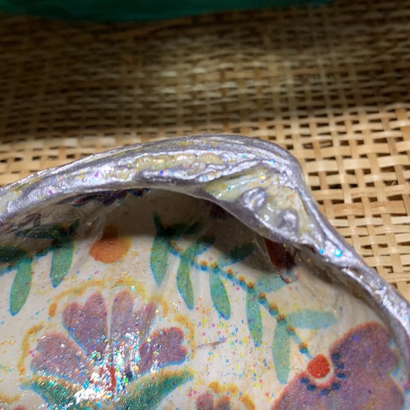 Floral Designed Decoupage Trinket Dish - Picture 7 of 9